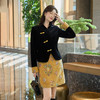 奢姿大码女装2025冬季胖妹妹时尚黄花套装气质复古简约休闲穿搭9954970766 商品缩略图2