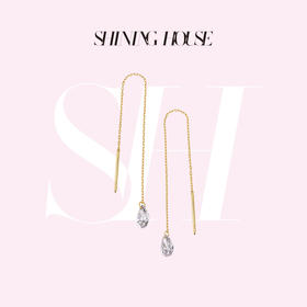 【预售】ShiningHouse[培育] 18k金钻石耳饰 水滴形人工真钻人造钻石K金耳线简约钻石耳饰耳坠耳线悦己送礼臻选【此商品不支持7天无理由退货退款】预计3日发货
