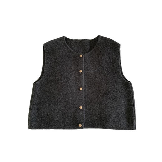 法式复古小金扣圆领针织马甲 宽松韩系百搭温柔显瘦秋冬叠穿毛衣 商品图5