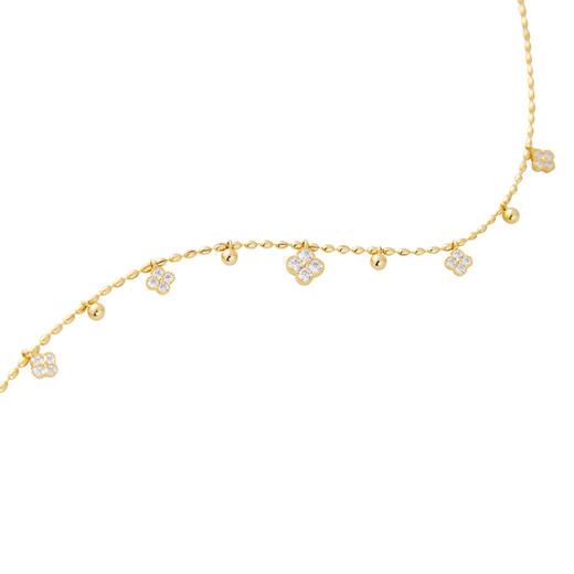 三彩2026新款四叶花吊坠满天星项链轻奢锆石法式复古灵动锁骨链女 商品图2