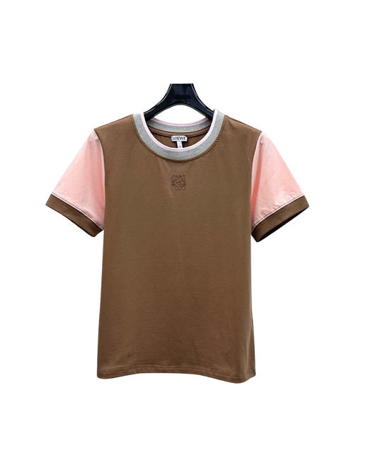 女款刺绣拼色短袖T恤zo014 商品图0