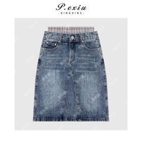 04-1潘依绣丁丁宠粉设计感双腰头牛仔半身裙Q5676