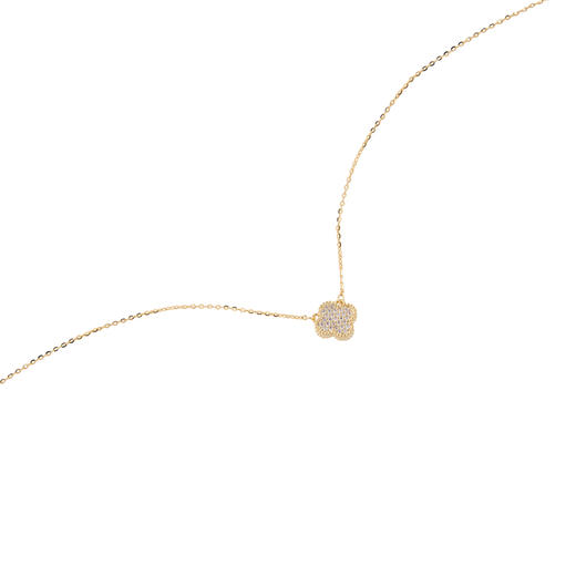 三彩2026新款四叶窗花吊坠细项链国风满镶轻奢锆石通勤锁骨链极简 商品图2