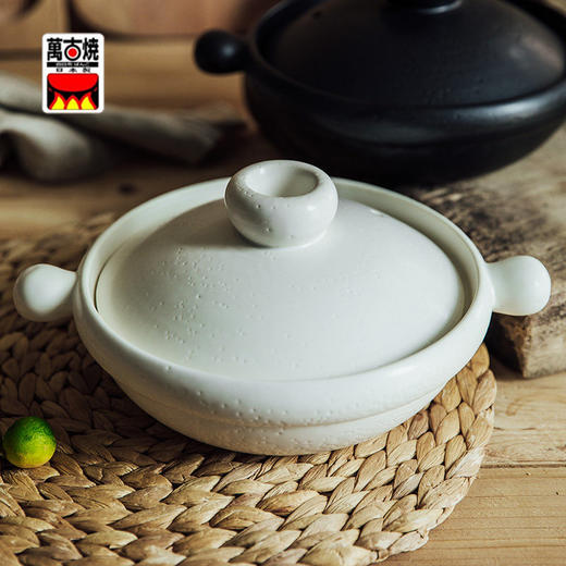【日本进口万古烧嘟嘟锅】日本万古烧土锅黑丸白丸耐热砂锅嘟嘟锅丸手锅日式汤锅陶瓷锅炖锅 商品图0