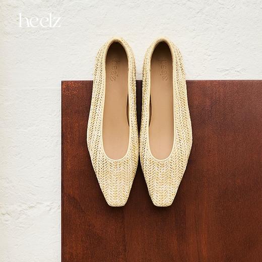 heelz设计师手工鞋履 ｜拉菲草平底鸭嘴奶奶鞋复古小方头 1.5公分 商品图0