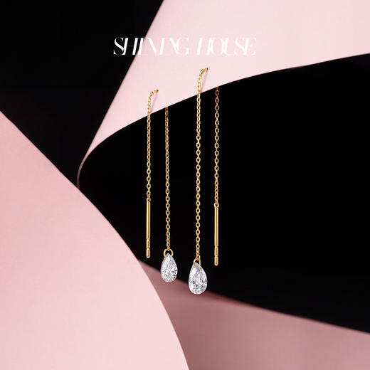【预售】ShiningHouse[培育] 18k金钻石耳饰 水滴形人工真钻人造钻石K金耳线简约钻石耳饰耳坠耳线悦己送礼臻选【此商品不支持7天无理由退货退款】预计3日发货 商品图3