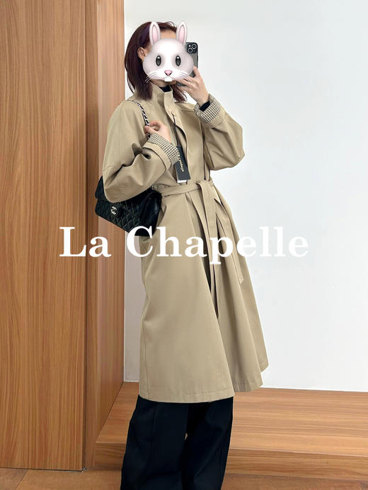 拉夏贝尔/La Chapelle英伦风垂感宽松显瘦风衣外套通勤休闲立领大衣 商品图5