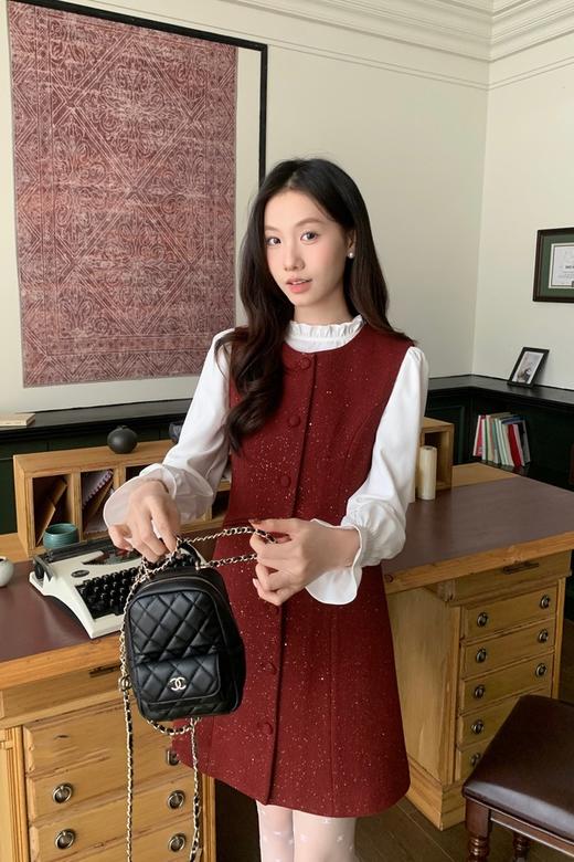 ANSUABEL 气质木耳边礼服细闪连衣裙套装 21973 商品图6