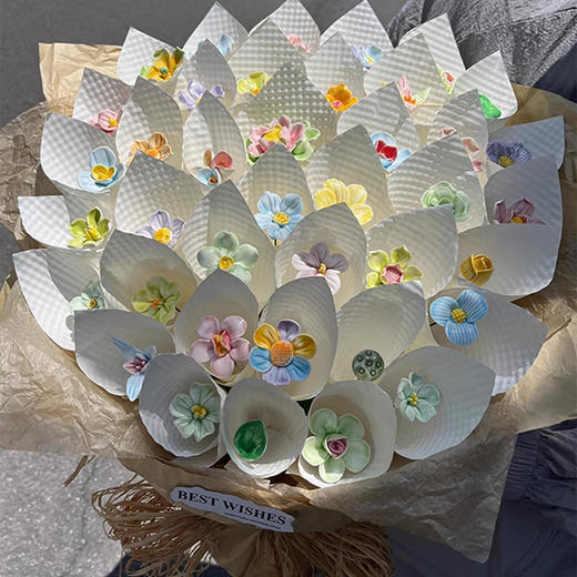 【瓷间藏浪漫❗️爱意永不凋零】陶瓷花束成品景德镇实用生日礼物送手工diy材料闺蜜女友一岁一礼。jc 商品图3