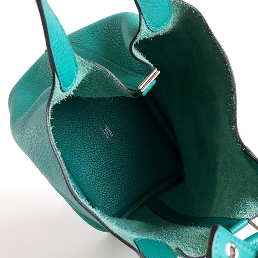 【95新】Hermes爱马仕孔雀绿银扣菜篮子Picotin 18手提包女士240126NJS06 商品图10