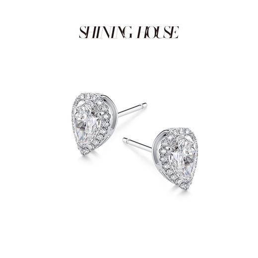 ShiningHouse[培育] 18k金钻石耳饰 水滴形1克拉钻人工真钻人造钻石K金耳钉时尚钻石耳饰耳环悦己送礼臻选【此商品不支持7天无理由退货退款】预计3日发货 商品图2