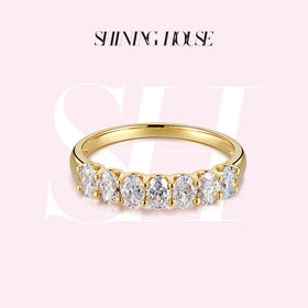 ShiningHouse[培育] 18k金钻石戒指 椭圆形人工真钻人造钻石K金戒指排钻戒指时尚钻石戒指悦己送礼臻选【此商品不支持7天无理由退货退款】预计3日发货