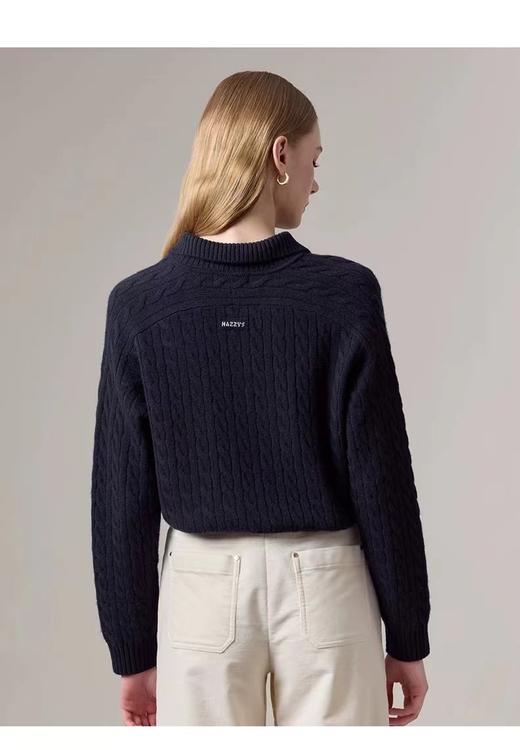 F012805翻领绞花毛衫女2025秋冬新品针织衫毛衣 商品图6