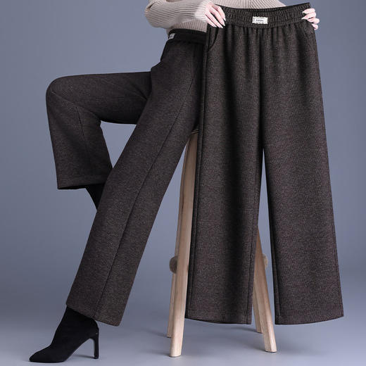 大码窄版直筒裤女2025新款高腰阔腿裤中年妈妈春秋毛呢裤子小个子 商品图2