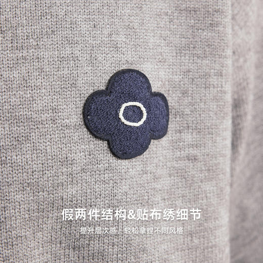 墨麦客男装2025年冬季假两件设计针织衫男士落肩圆领撞色毛衣男 商品图2