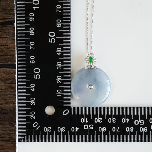 【天然正品】A货翡翠AU750收藏级白金镶钻镶天然细腻冰种紫罗兰平安扣翡翠吊坠项链38.9*29.1*7.1MM（皆取最大值）190126NJS15 商品图3