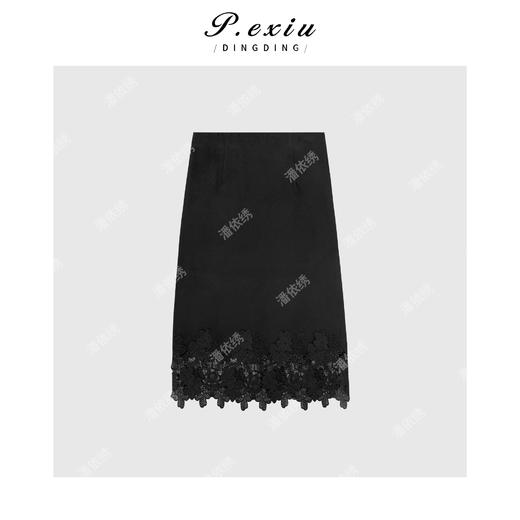 04-1潘依绣丁丁宠粉简约下摆蕾丝拼接半身裙 Q9080 商品图1