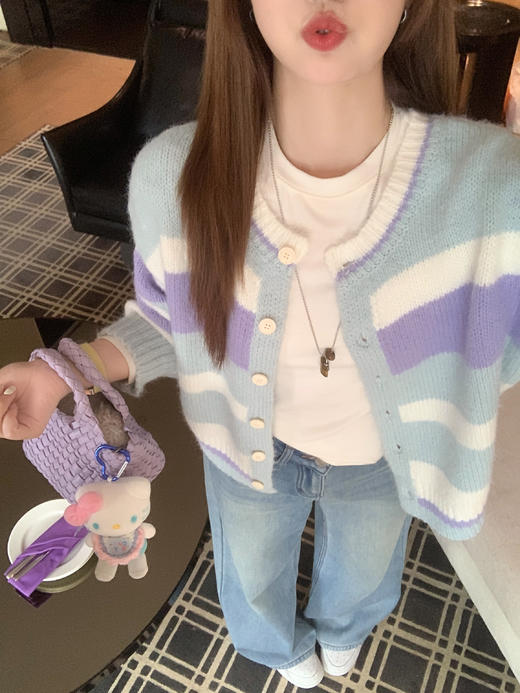 <曾小咸推荐>现货秒杀 ！微信超特价！彩色条纹针织开衫 日常209.99 立减120 秒杀89.99！！ 商品图9