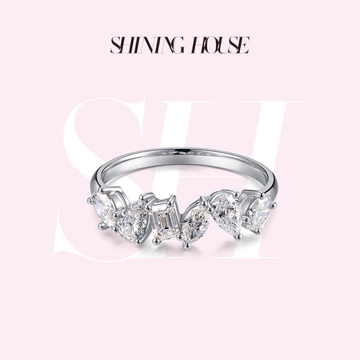 ShiningHouse[培育] 18k金钻石戒指 椭圆形水滴形1克拉钻人工真钻人造钻石K金戒指排钻戒指时尚钻石戒指悦己送礼臻选【此商品不支持7天无理由退货退款】预计3日发货 商品图0