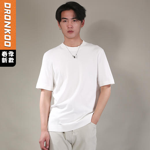 DRONKOO 2026 圆领净版短袖修身薄毛衣 商品图0