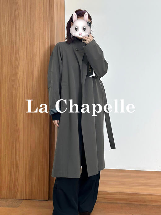 拉夏贝尔/La Chapelle英伦风垂感宽松显瘦风衣外套通勤休闲立领大衣 商品图7