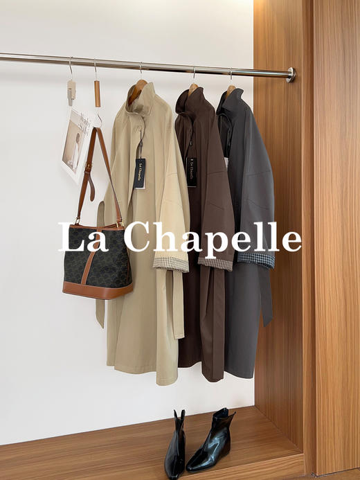 拉夏贝尔/La Chapelle英伦风垂感宽松显瘦风衣外套通勤休闲立领大衣 商品图2