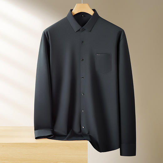 【DWP】大依优型大码男装春季polo领长袖衬衫纯色商务休闲加肥加大码上衣 商品图3