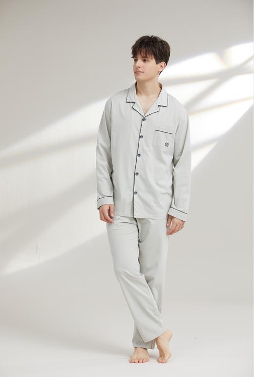 【7.5折新品体验】【秀黛】男翻领长袖套装/女翻领纯色长袖套装男/女春秋家居服睡衣【有M码】W1550006TW1551011T【门店同款】 商品图1