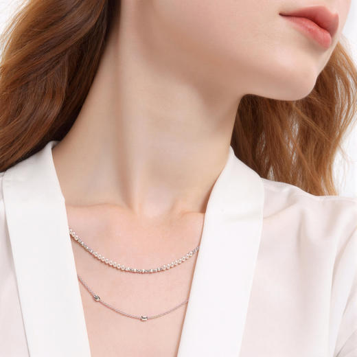 三彩2026新款双层叠戴珍珠项链曼塔玫瑰色碎银韩系清冷甜酷氛围感 商品图2