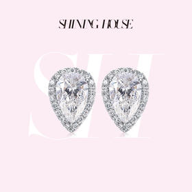 ShiningHouse[培育] 18k金钻石耳饰 水滴形1克拉钻人工真钻人造钻石K金耳钉时尚钻石耳饰耳环悦己送礼臻选【此商品不支持7天无理由退货退款】预计3日发货