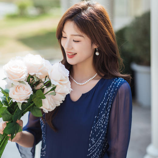 【林栖设计小店】【林栖推荐】2026春复古印花真丝长袖连衣裙N1961377 商品图3