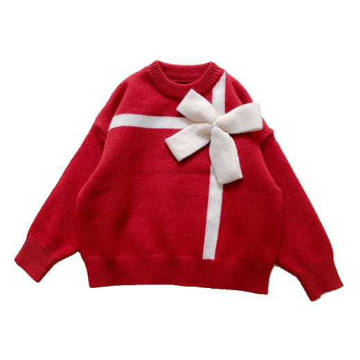 【GZ】无忧购【鸿运当“红”】儿童新年毛衣女童洋气小香风大蝴蝶结礼物针织衫外套PDD7038（截单后3-5天发货） 商品图4