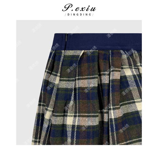 04-3潘依绣丁丁宠粉法式气质优雅格纹半身裙Q6424 商品图2