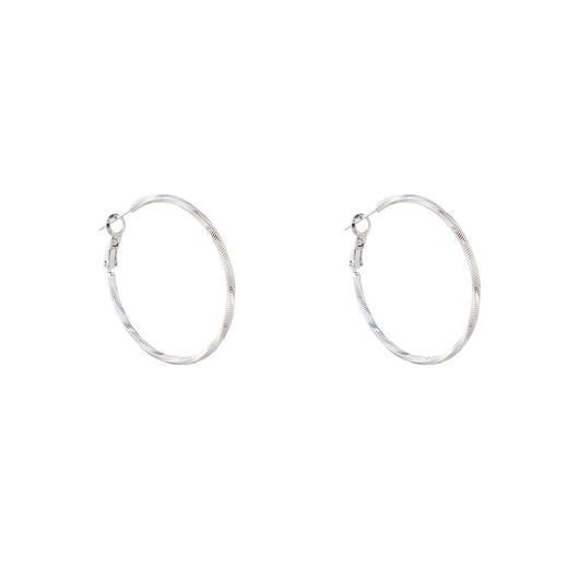 三彩2026新款极简扭型大圈耳环s925银针车花肌理欧美通勤百搭 商品图1