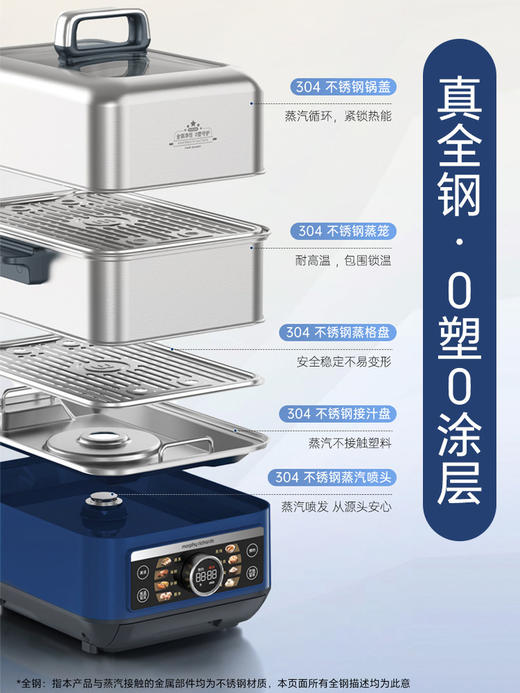 【摩飞新款14L不锈钢电蒸锅】摩飞不锈钢电蒸锅多功能家用大容量蒸炖锅全自动预约电蒸锅 商品图3