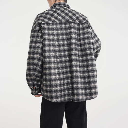 墨麦客男装2025年冬季格纹撞色翻领毛呢夹克男双面穿毛呢大衣外套 商品图2