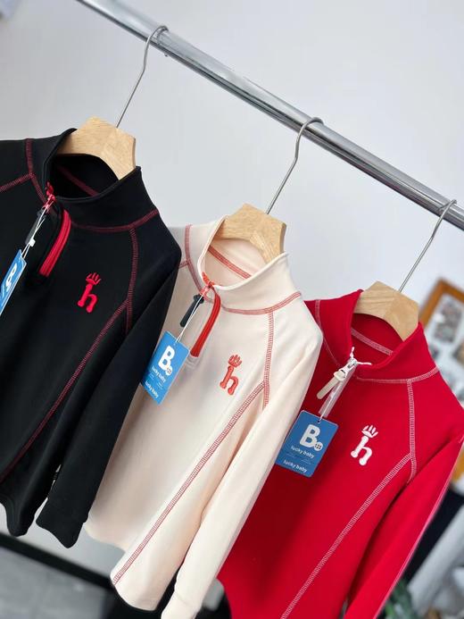 F012817柔软亲肤保暖德绒半拉链儿童打底衫拜年服 商品图3