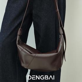 登白DENGBAI 羊皮牛角包新款饺子包斜挎女包头层羊皮