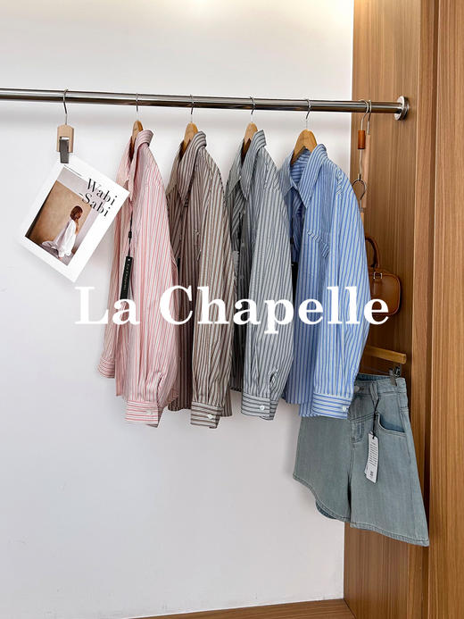 专柜实拍【时髦又减龄！】拉夏贝尔/La Chapelle宽松显瘦慵懒风条纹衬衫通勤百搭休闲衬衣 商品图8
