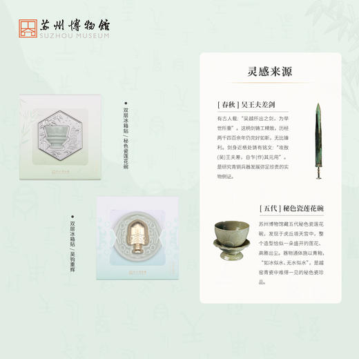 苏州博物馆 吴钩重辉/秘色瓷莲花碗 双层冰箱贴 商品图2