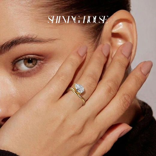ShiningHouse[培育] 18k金钻石戒指 水滴形1克拉钻人工真钻人造钻石K金戒指设计感简约钻石戒指悦己送礼臻选【此商品不支持7天无理由退货退款】预计3日发货 商品图4