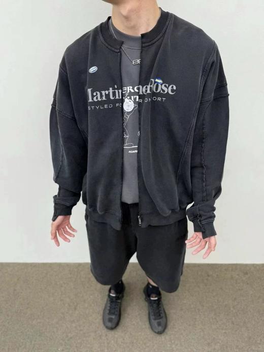 男款做旧解构印花卫衣夹克外套he 商品图4