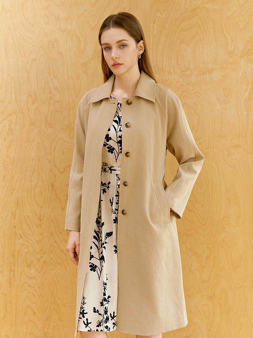 【单排扣腰带风衣】26年春季新品女士中长款防风外套 商品图0