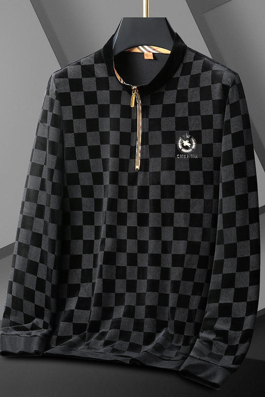 【DWP】大依优型大码男装半拉链阳光绒拉链衫休闲商务加肥加大码长袖上衣 商品图5