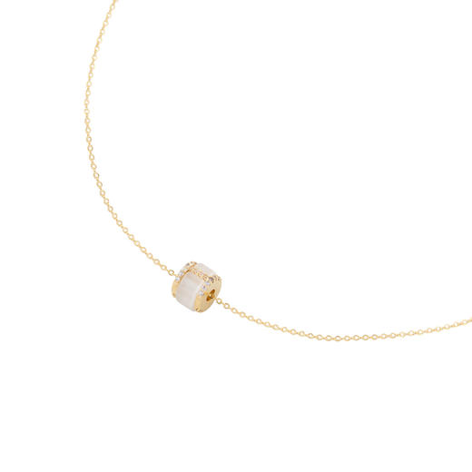 三彩2026新款仿猫眼石路路通吊坠细项链韩系极简通勤可滑动锁骨女 商品图2