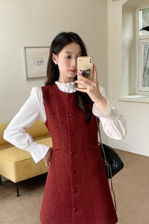 ANSUABEL 气质木耳边礼服细闪连衣裙套装 21973 商品图3