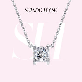 ShiningHouse[培育] 18k金钻石项链 圆钻形1克拉钻人工真钻人造钻石K金项链可调节简约牛头款钻石项链悦己送礼臻选【此商品不支持7天无理由退货退款】预计3日发货