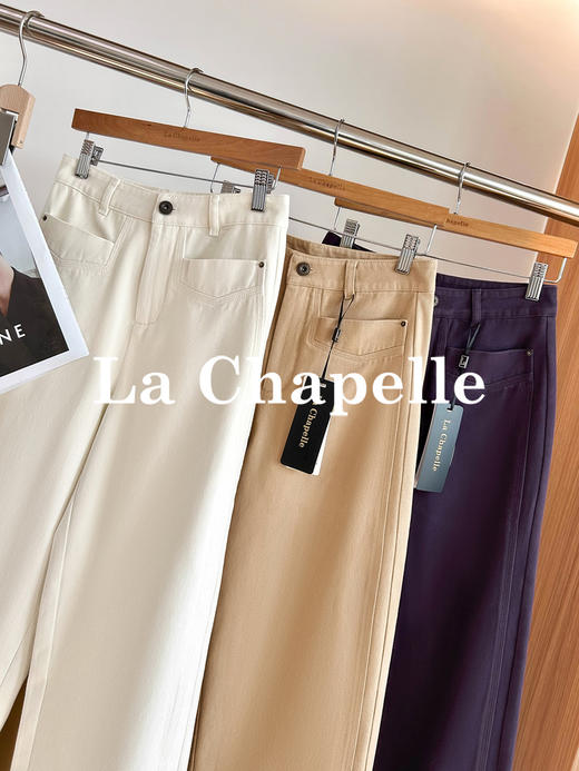 专柜实拍【纯棉高质感！】拉夏贝尔/La Chapelle简约风舒适有型两色单扣裤袢竖口袋直筒休闲牛仔长裤★ 商品图5
