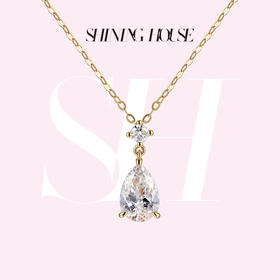 ShiningHouse[培育] 18k金钻石项链 水滴形1克拉钻人工真钻人造钻石K金项链可调节时尚钻石项链多钻组合悦己送礼臻选【此商品不支持7天无理由退货退款】预计3日发货