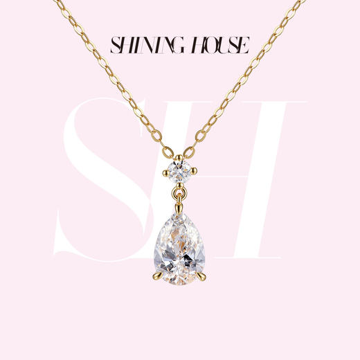 ShiningHouse[培育] 18k金钻石项链 水滴形1克拉钻人工真钻人造钻石K金项链可调节时尚钻石项链多钻组合悦己送礼臻选【此商品不支持7天无理由退货退款】预计3日发货 商品图0